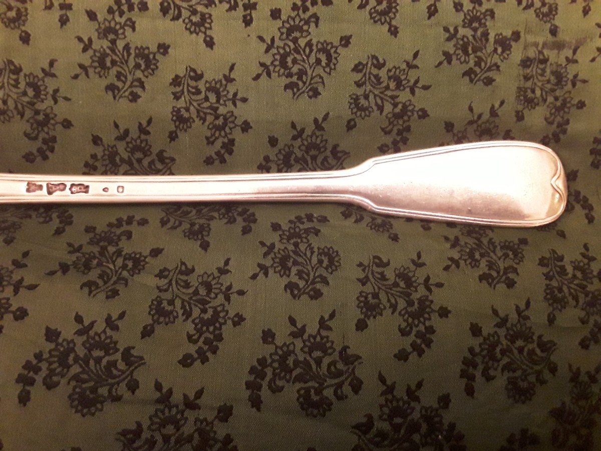 Cuillère  à Ragoût En Argent Modèle  à  Filets Maître Orfevre Nicolas Gontier  Paris 18e Siècle-photo-1