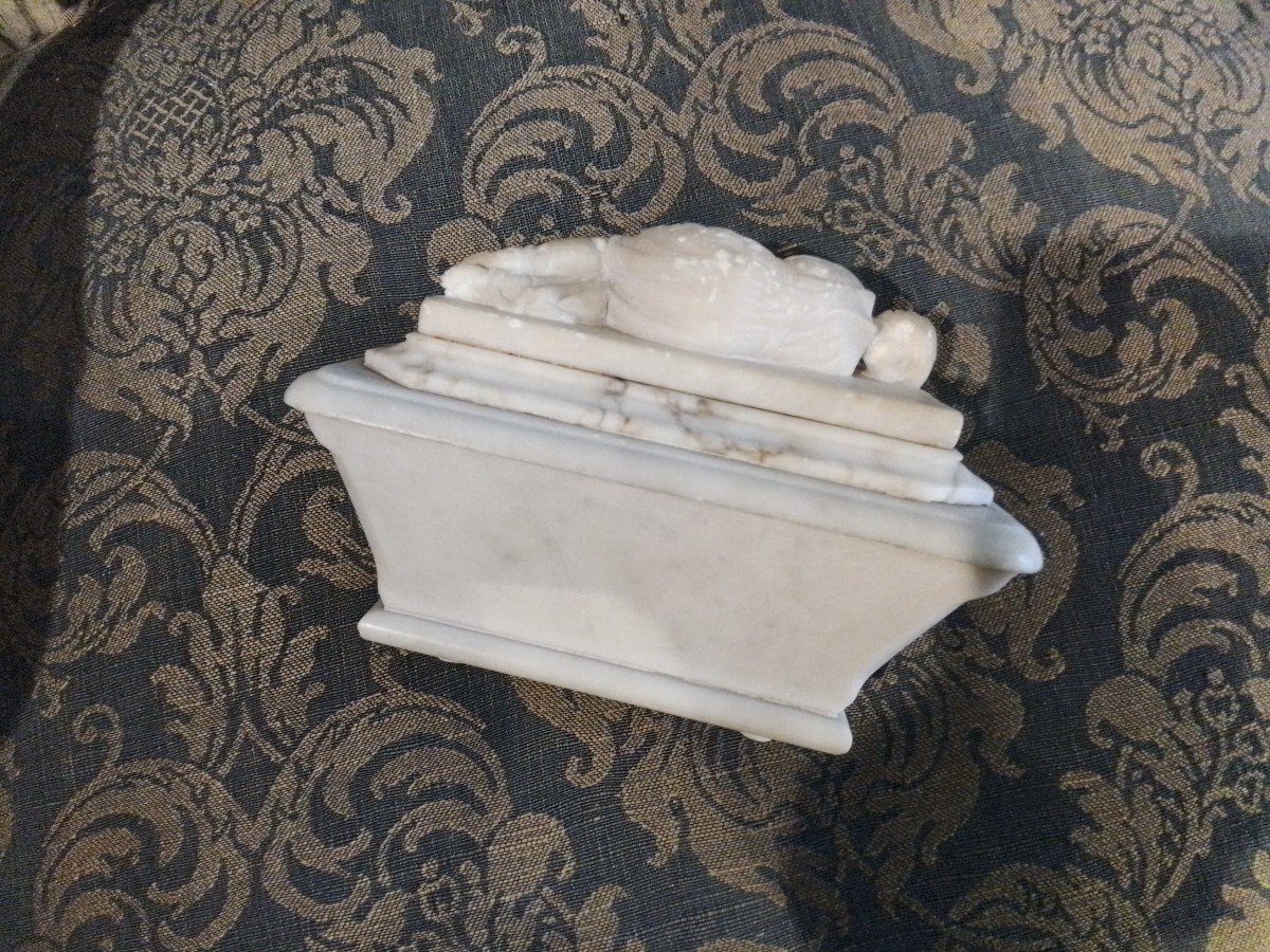 Rare Reliquaire  En Marbre Et Albâtre d'Apres Stefano Maderno  Contenant  1 Dent De Ste Cecile-photo-2