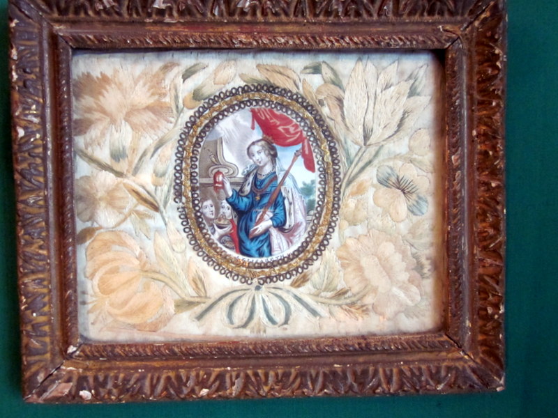 Broderie à l'Aiguille Miniature Velin Ste élisabeth   18e