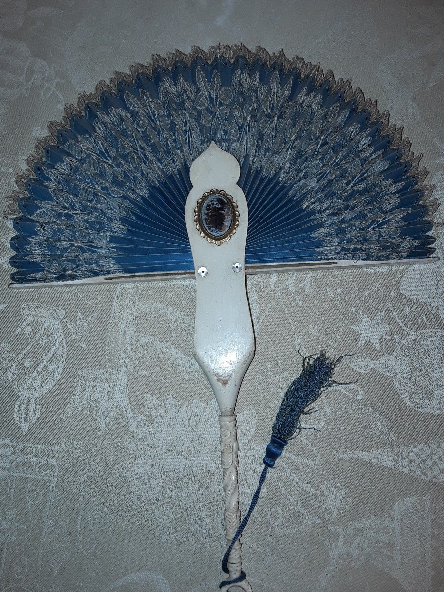 Rare Retractable Sun Fan In Alencon Lace And Ivory Wood 19th Century-photo-2