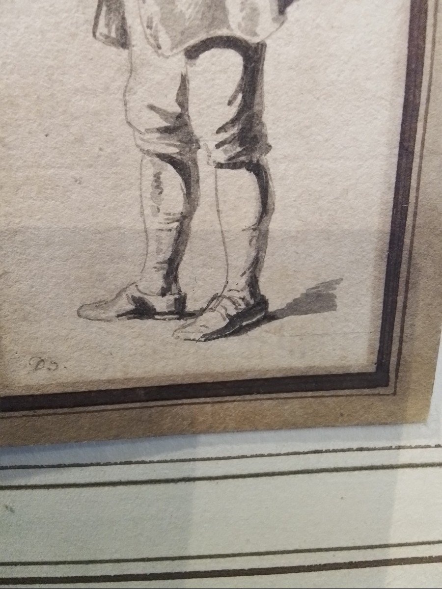 Jean Jacques  De Boissieu. Dessin Jeune Homme  Lisant Monomonogrammé  en Bas à  gauche -photo-3