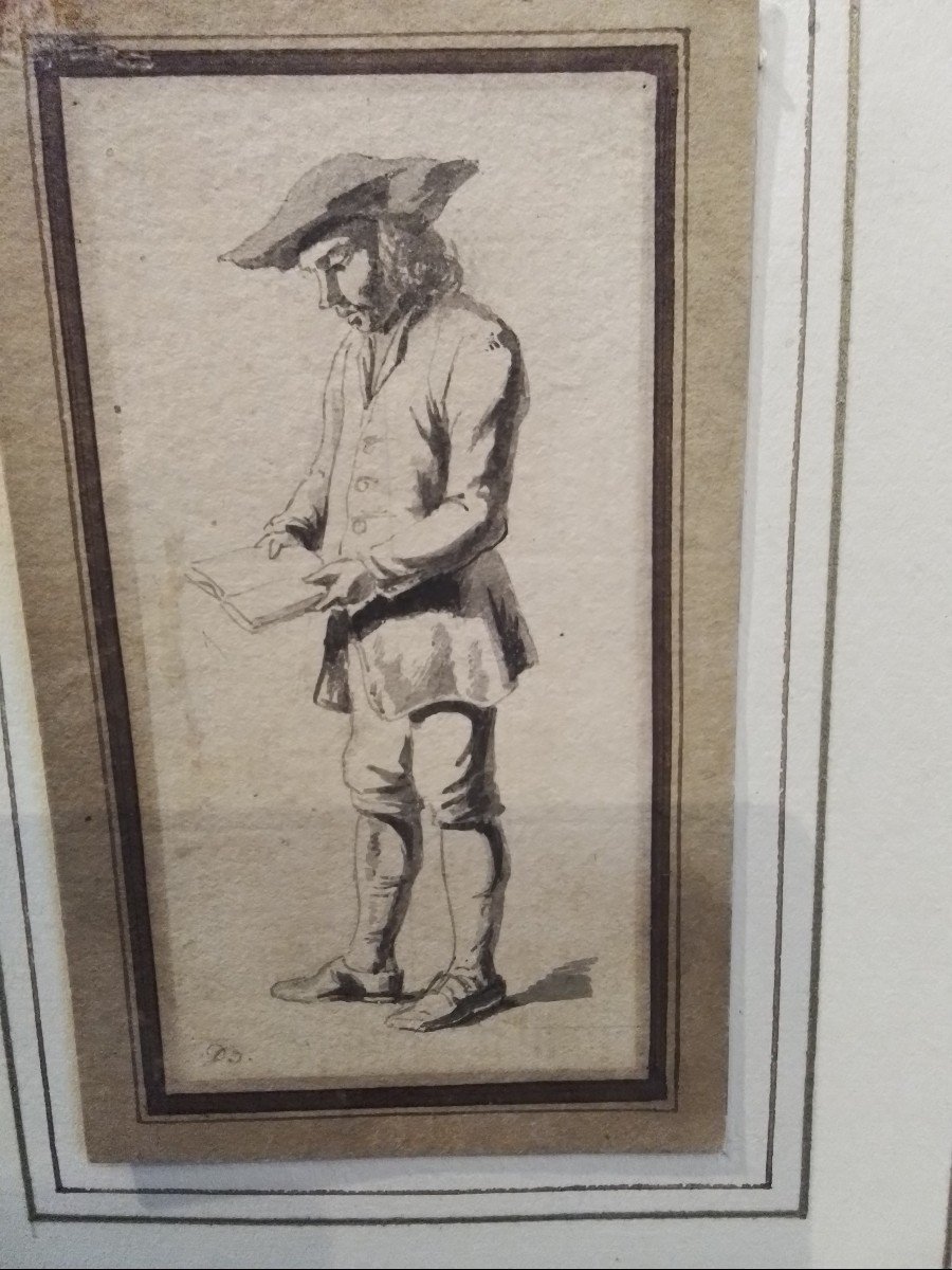 Jean Jacques  De Boissieu. Dessin Jeune Homme  Lisant Monomonogrammé  en Bas à  gauche 
