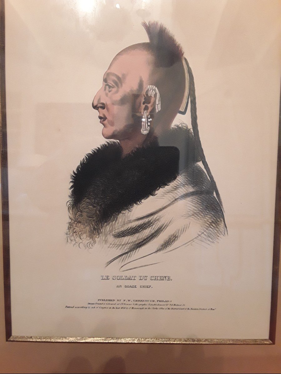 Indiens d'Amérique Par Charles Bird King (1785-1862 ) Lithographies Sur Velin Coloriees Main-photo-2