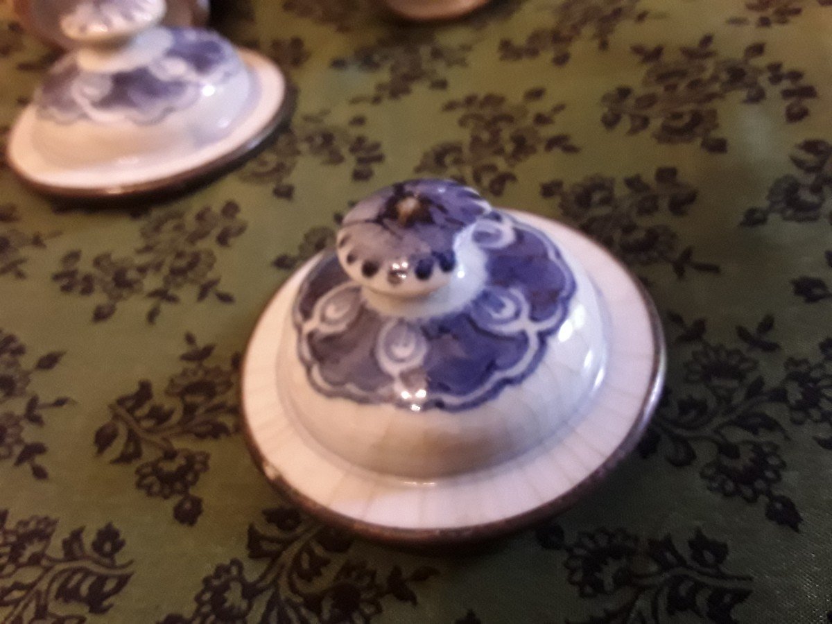 Chine  Vietnam Paire De Potiches Miniatures En Porcelaine  Decor Bleu Et Blanc -photo-4