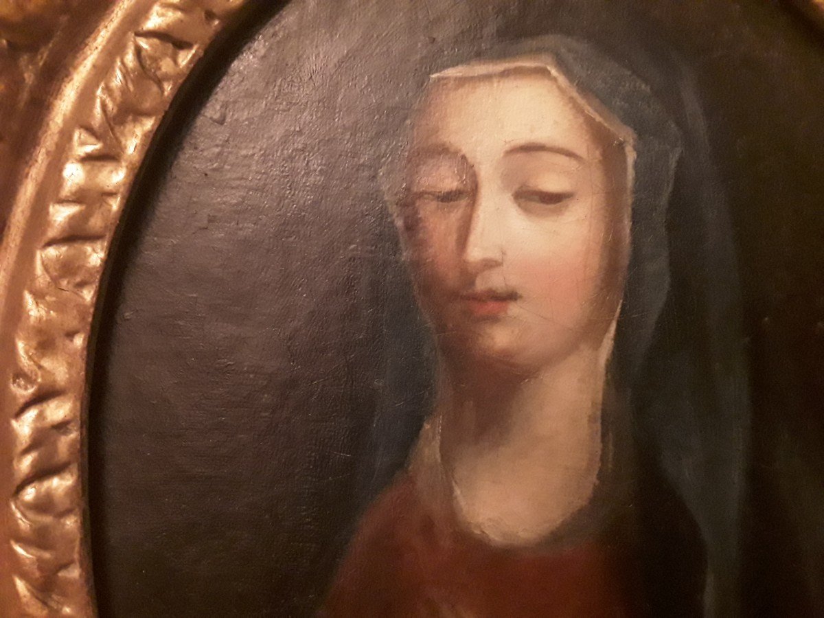 Ecole Française Du 17e Siècle  Sainte Femme En Prière  Cadre d'époque -photo-2