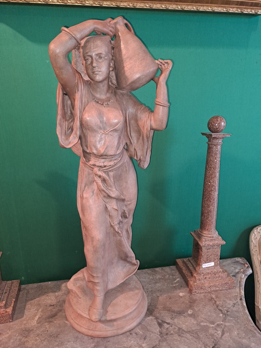 Victorian Bastet Water Carrier Oriental Terracotta Sculpture. 
