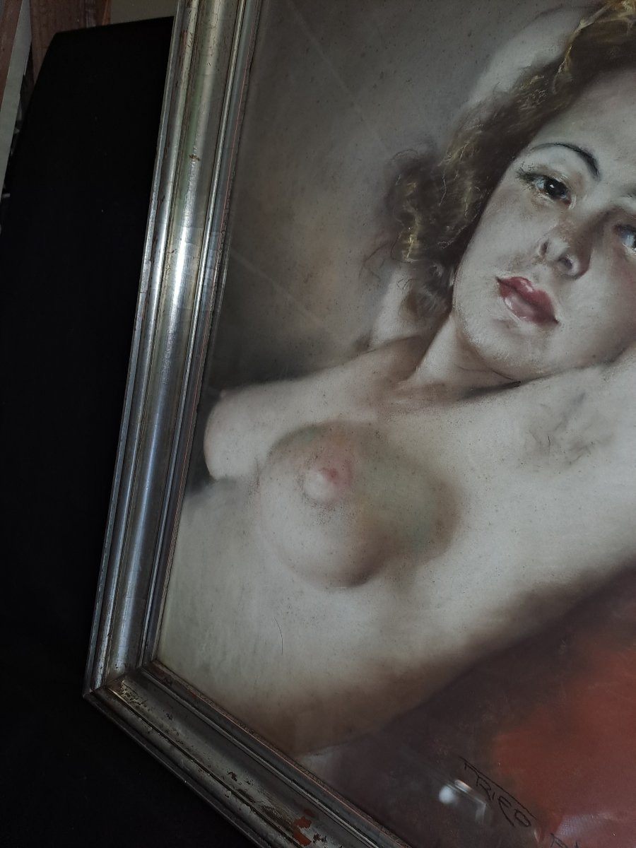 Fried Pal  portrait de jeune femme dénudée pastel -photo-4