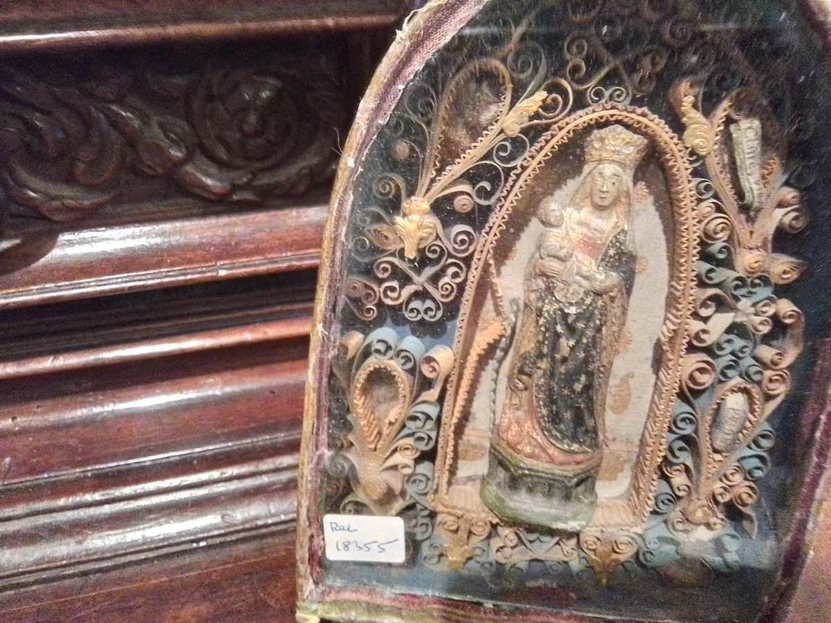 Rare Reliquary With Quills Containing Several Relics: Saint Pius, Saint Claire, 18th Century-photo-2