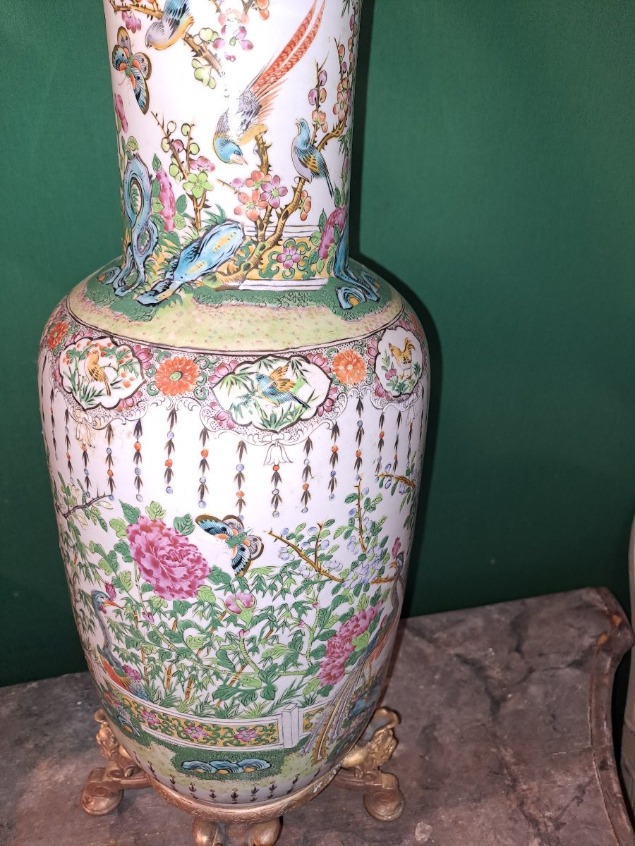 Canton China Important Porcelain Vase Bronze Mount Mid 19th Century -photo-4