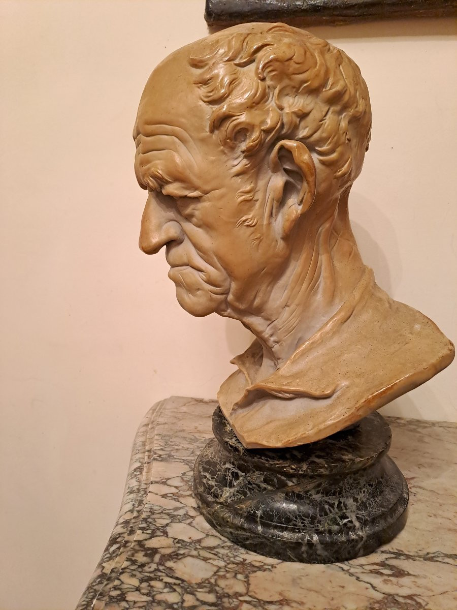 Dalou Aime Jules, Bust Of A Peasant, Sèvres National Manufactory-photo-3