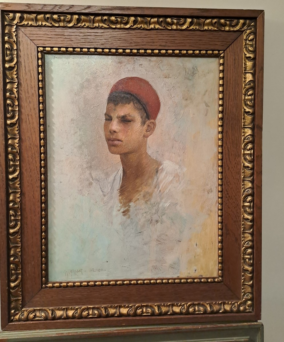 Theriat  Charles  James portrait d'un jeune garçon arabe  ecole américaine 19e siecle-photo-2