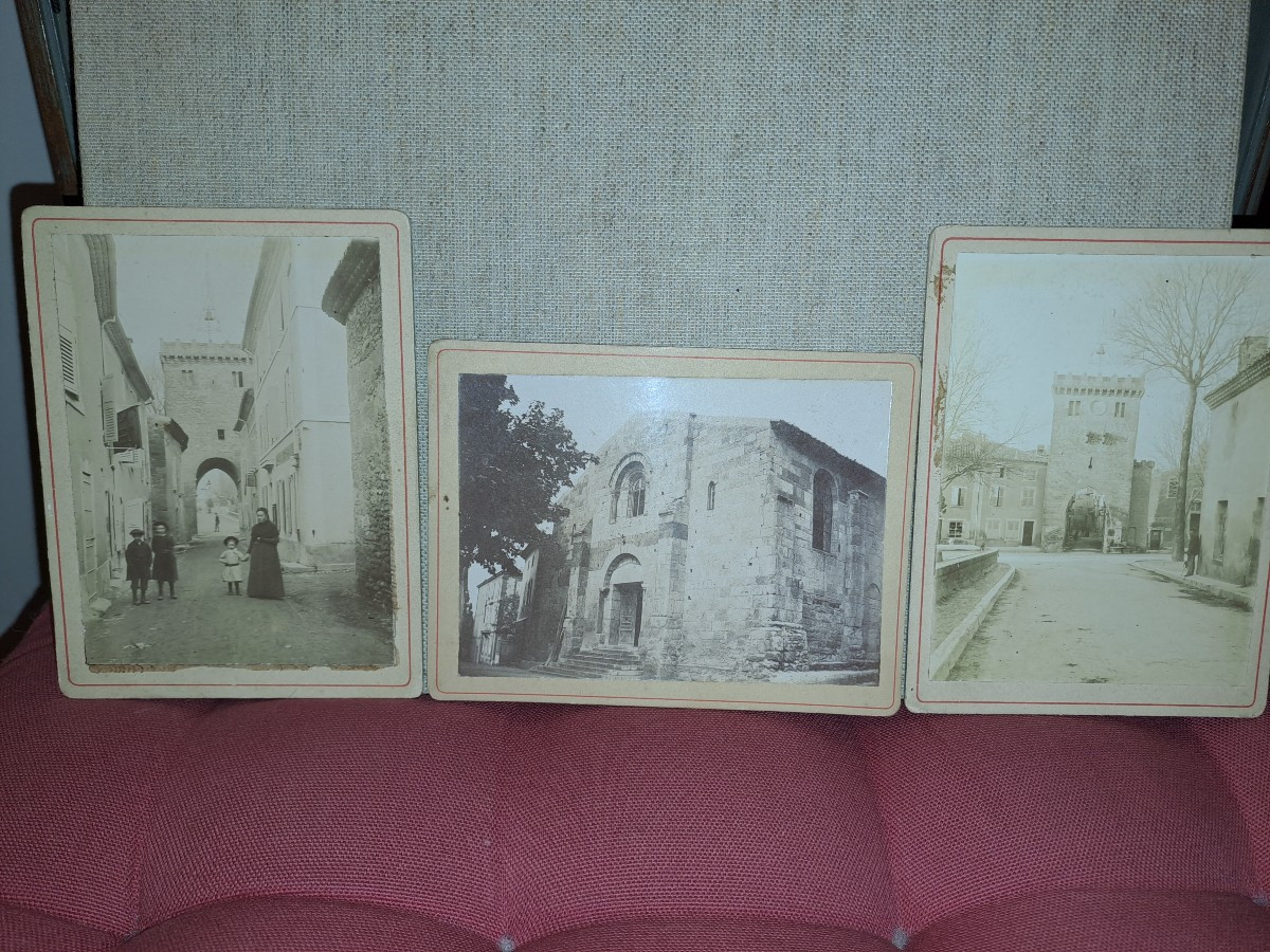 3 photographies Beaumont les Valence Drome  tirage papier albuminé 19e siècle 
