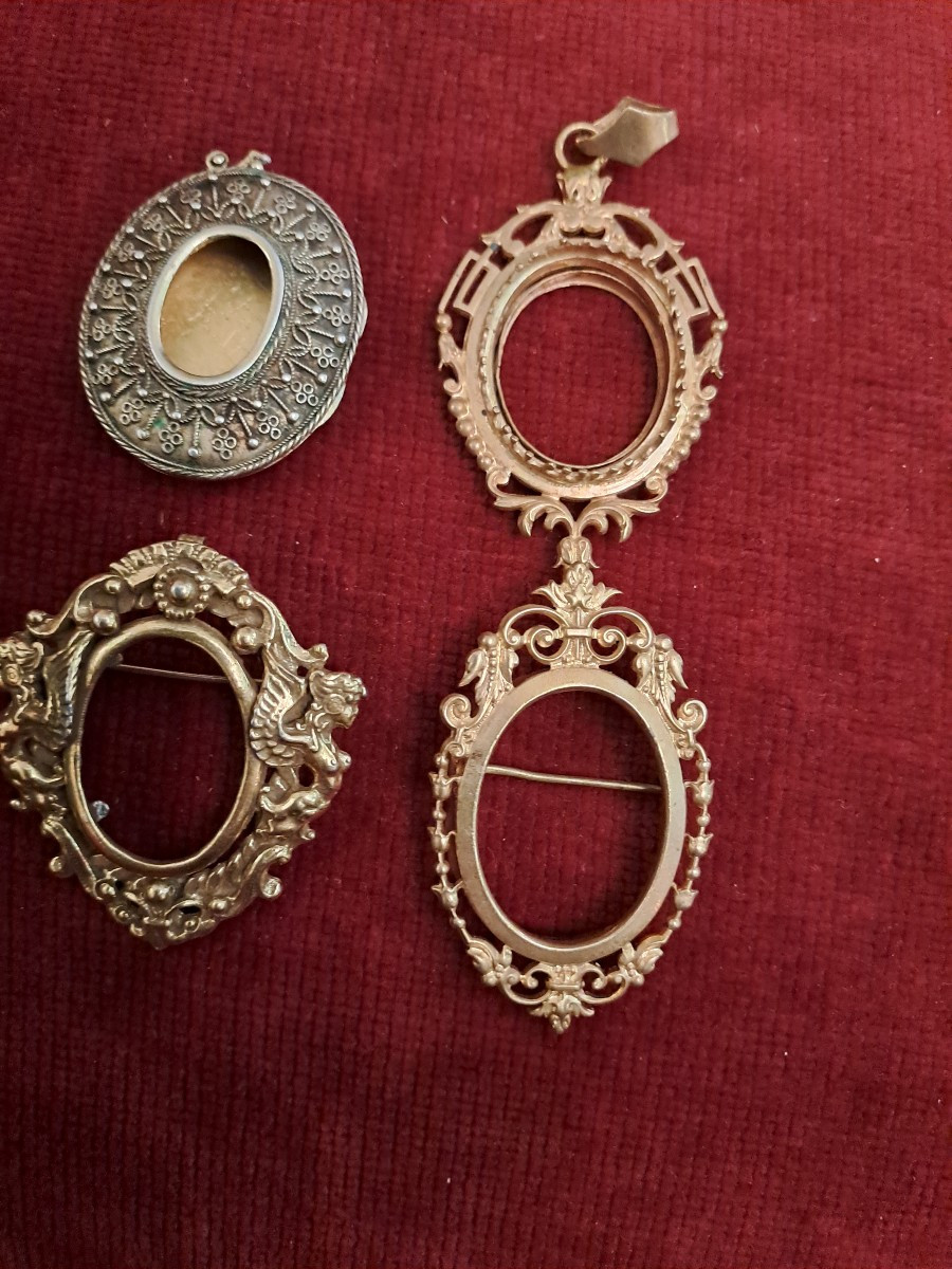 Four Small Frames For Miniatures? In Gilt Bronze, 17th/18th Century Style 