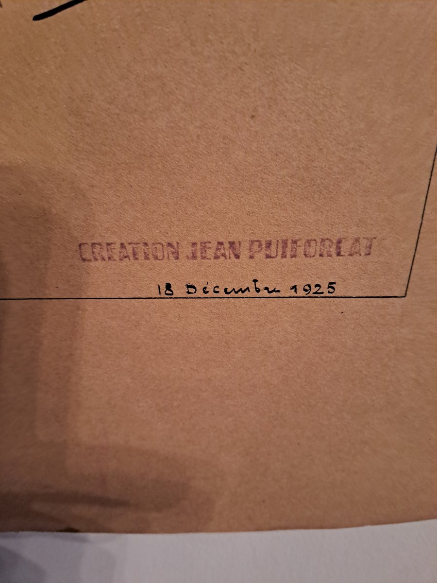 Jean  Puiforcat  dessin aquarelle et gouache  projet surtout de table signé  et date1925-photo-4