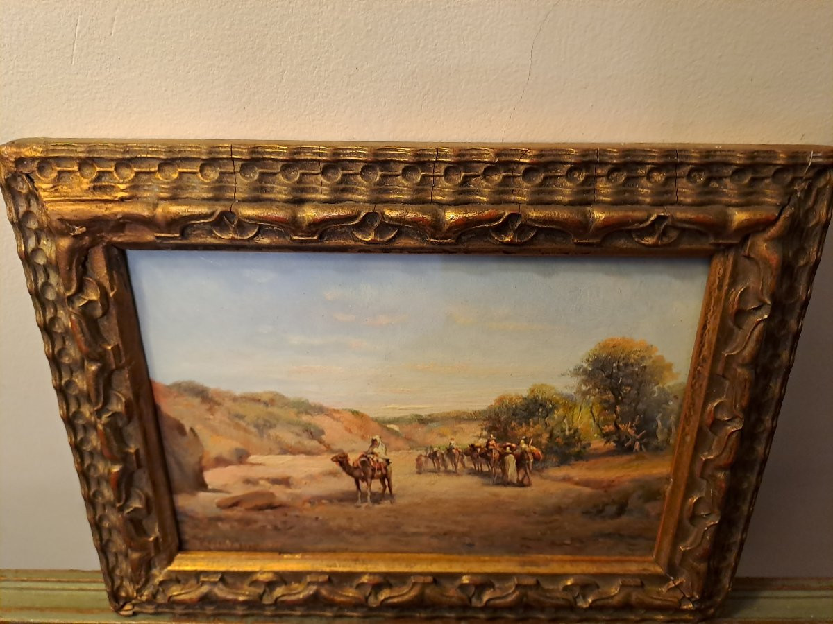 Reymann Joseph Jacques, The Halt At The Oasis, Oil On Wood-photo-1