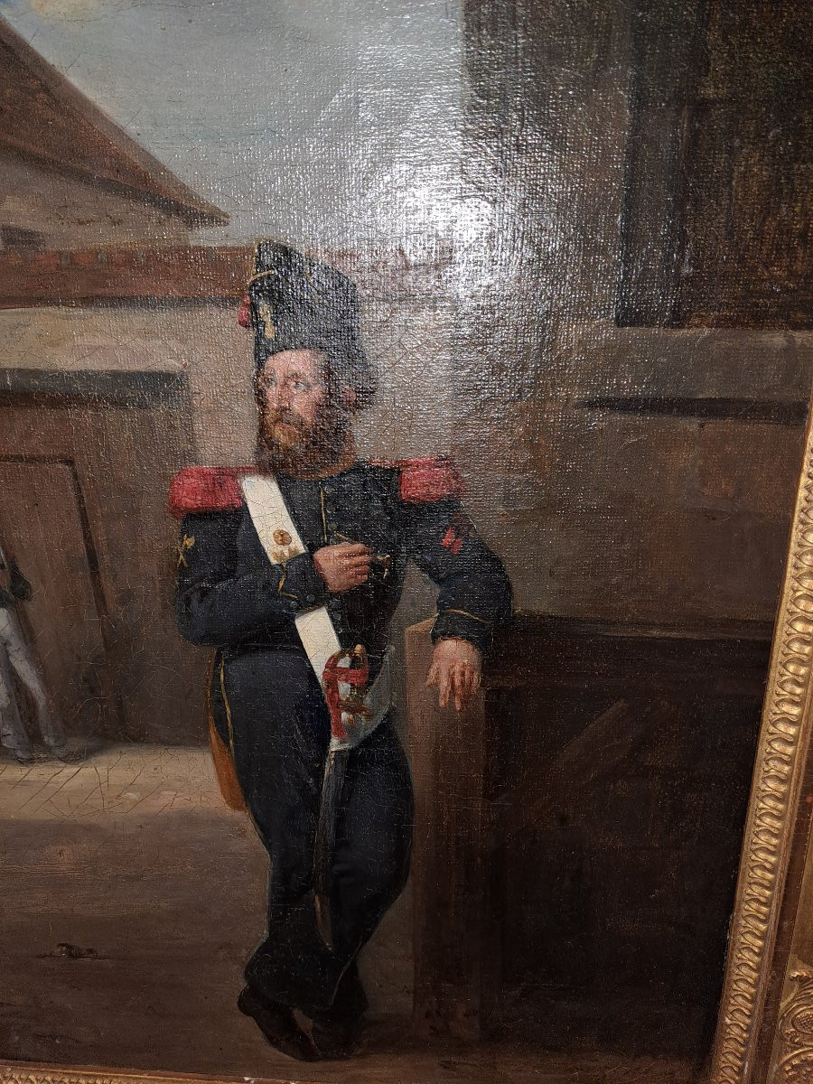 Louis  Georges  Paradis portrait d'un sapeur huile sur toile 19e siècle -photo-2