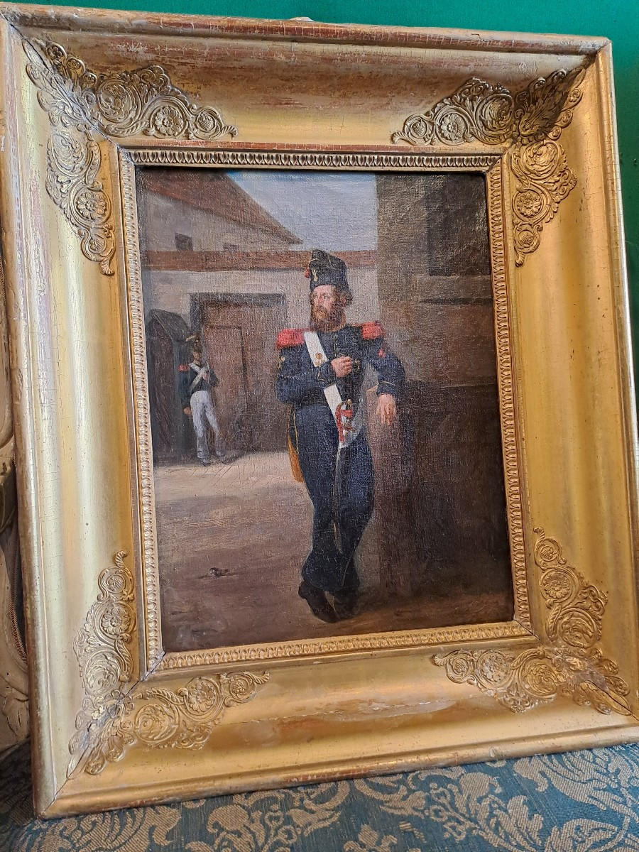 Louis  Georges  Paradis portrait d'un sapeur huile sur toile 19e siècle 