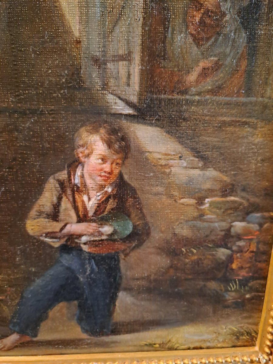 "Le larcin" par Brun Edme Gustave  (Dole 1817-1881) huile sur toile -photo-2