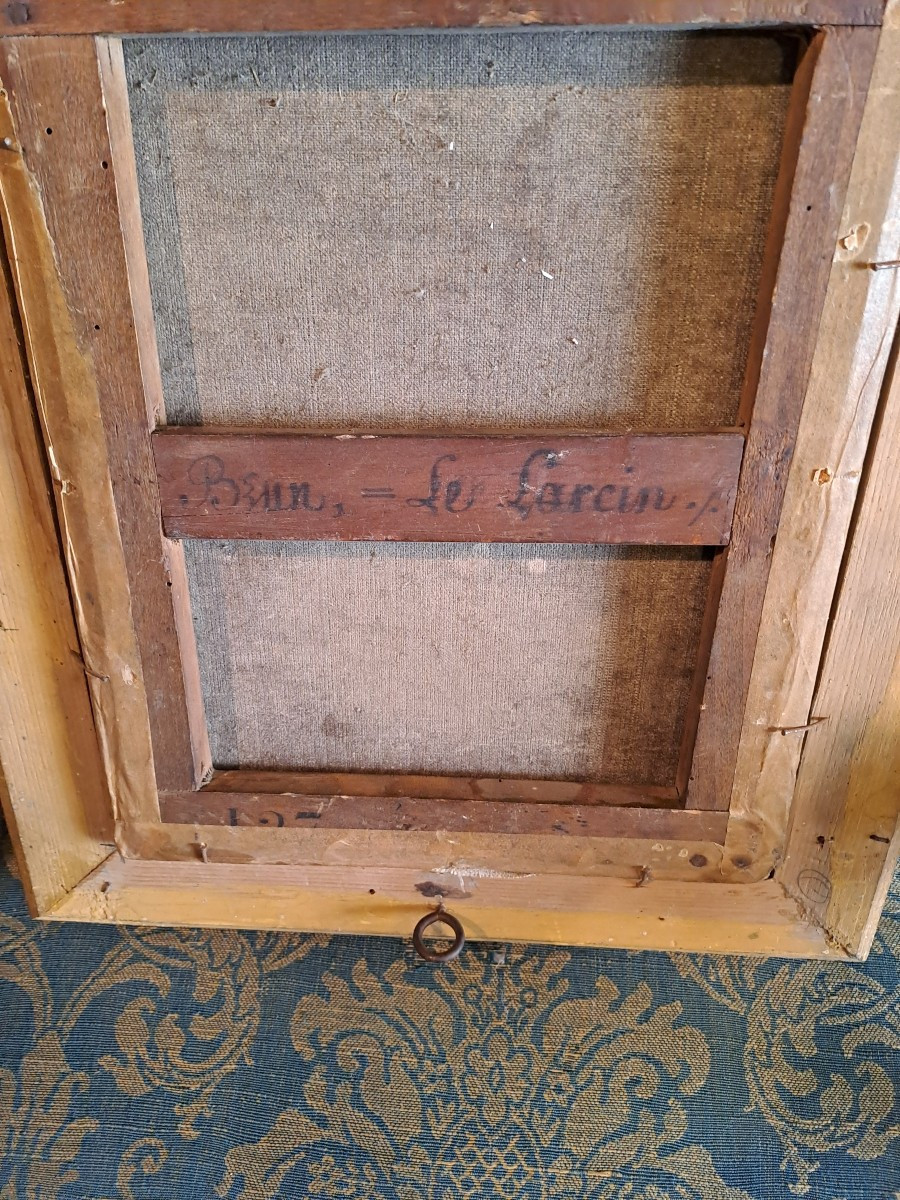 "Le larcin" par Brun Edme Gustave  (Dole 1817-1881) huile sur toile -photo-1