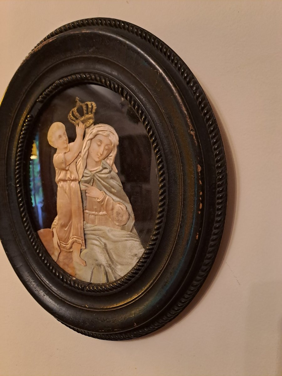 Le couronnement de la vierge habillé  tissus et lithographie  19e siècle -photo-3