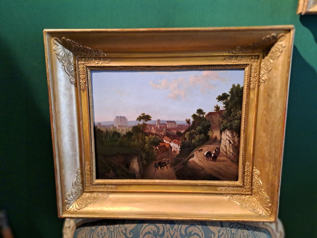 Beauvais Vue Generale Oil On Canvas Early 19th Century Attributed To Nicolas Chapuy-photo-3