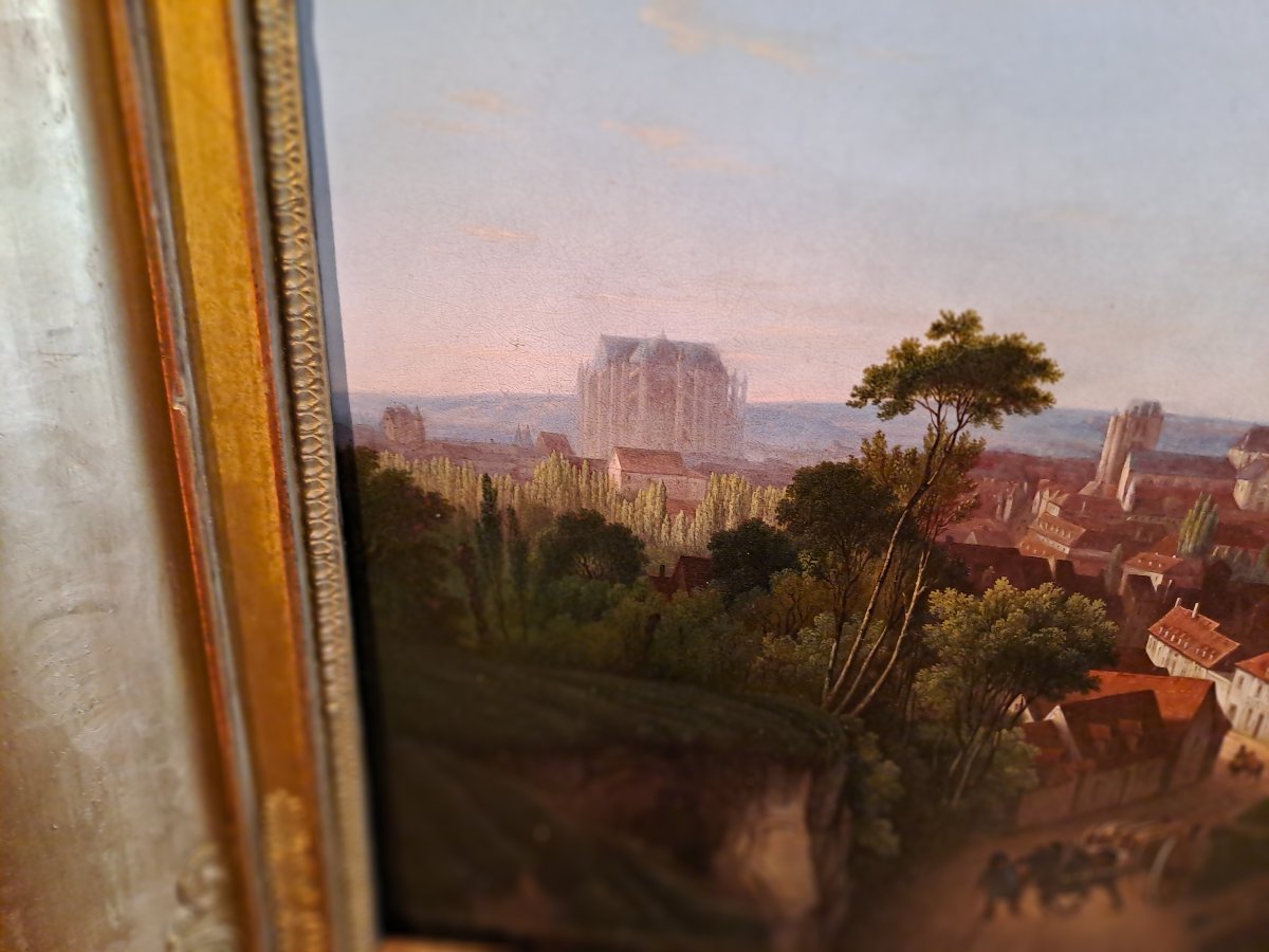 Beauvais Vue Generale Oil On Canvas Early 19th Century Attributed To Nicolas Chapuy-photo-4