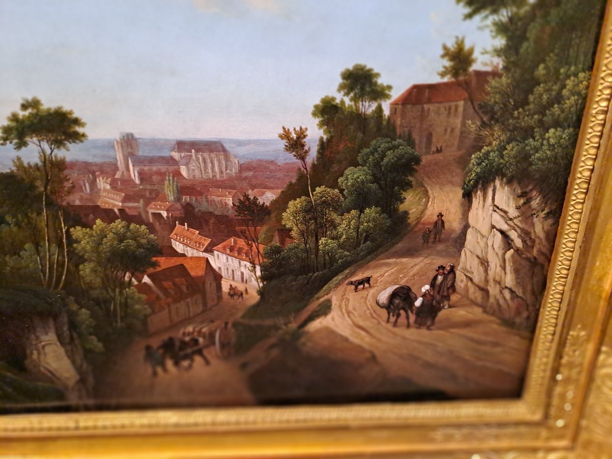 Beauvais Vue Generale Oil On Canvas Early 19th Century Attributed To Nicolas Chapuy-photo-1