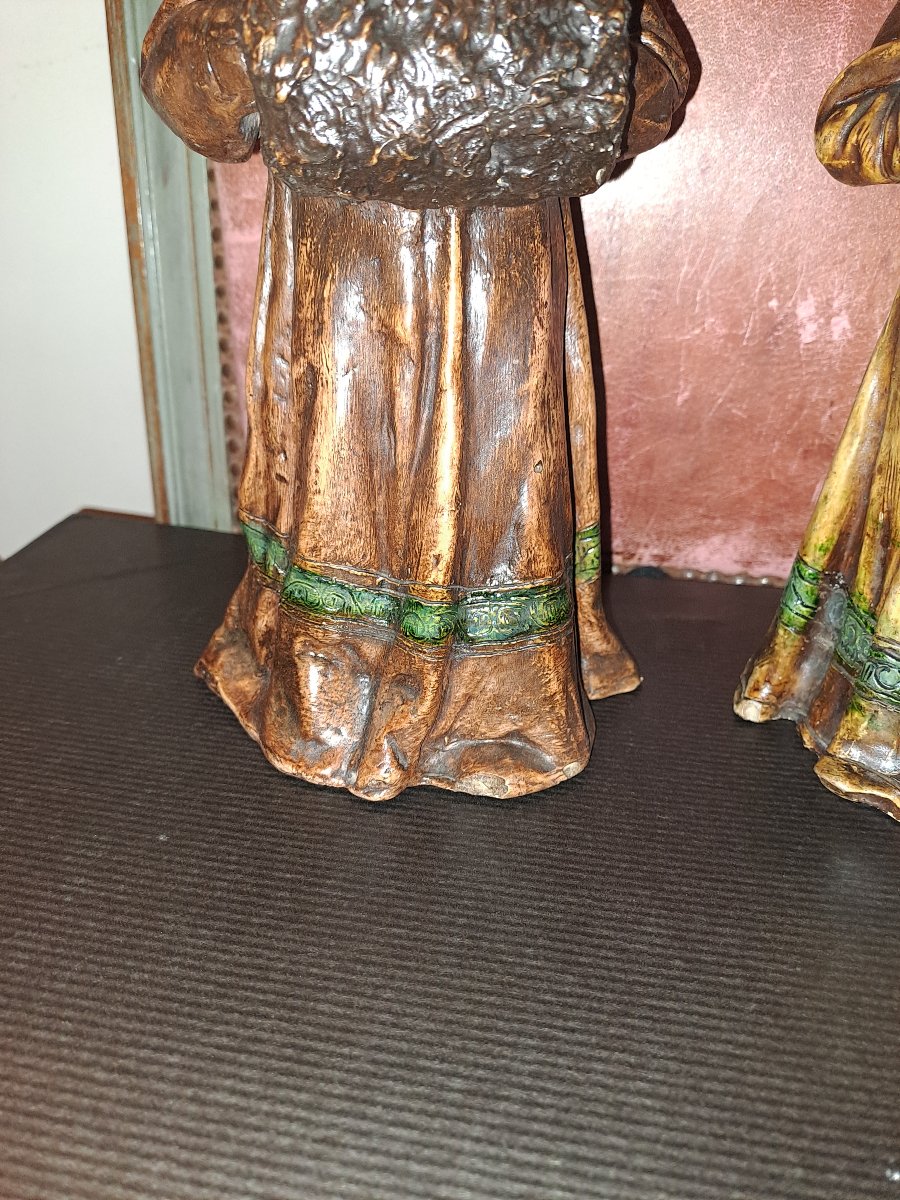 Goldsheider Friedrich  2 Signed, Polychrome Terracotta Figurines Of Girls  -photo-1