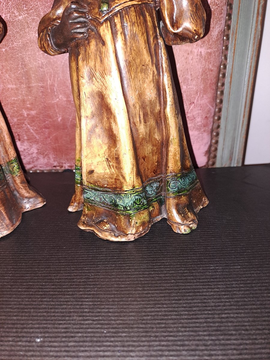 Goldsheider Friedrich  2 Signed, Polychrome Terracotta Figurines Of Girls  -photo-2