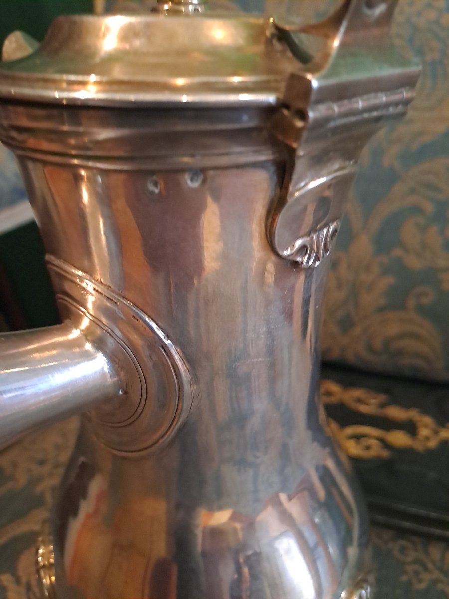 Important 18th-century Solid Silver Pitcher By René Pierre Ferrie, Paris-photo-2