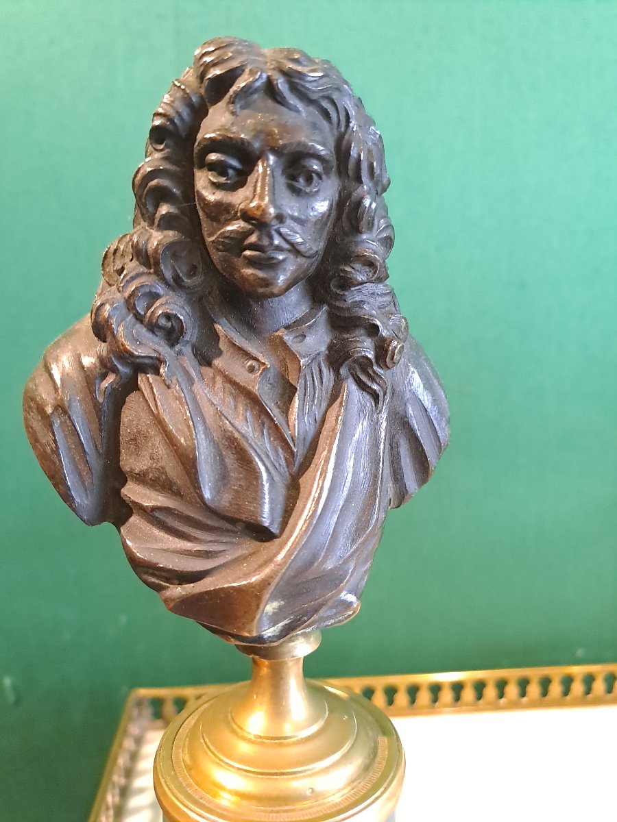 Moliere buste en bronze et marbre fin du 18e siècle -photo-2
