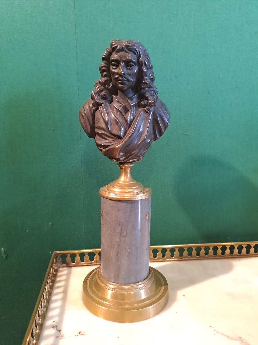 Moliere buste en bronze et marbre fin du 18e siècle 