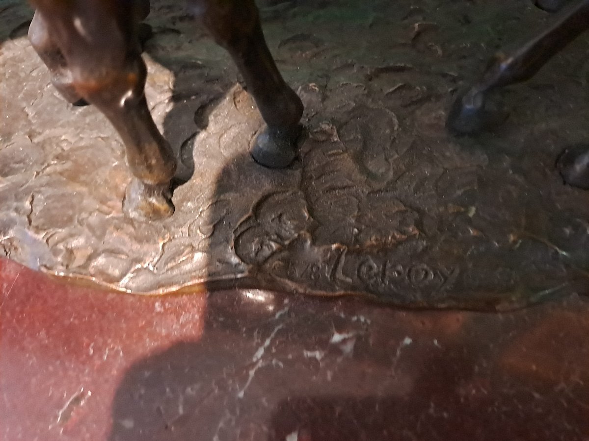 Leroy jean Francois  la harde" 9 chevaux " important  groupe en bronze  20e siecle -photo-3