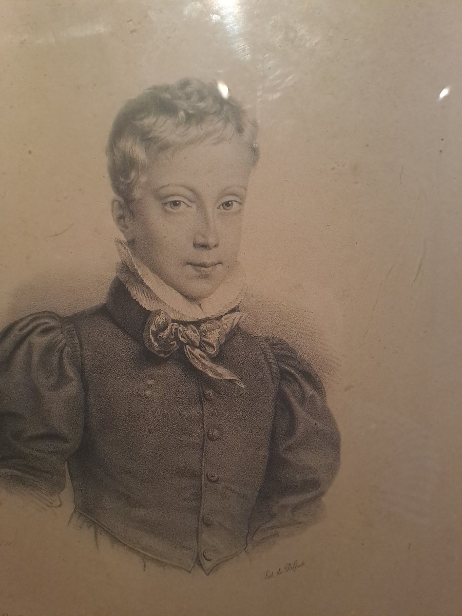Duke Of Bordeaux, Child, Engraving, Antique, 18th Century -photo-2