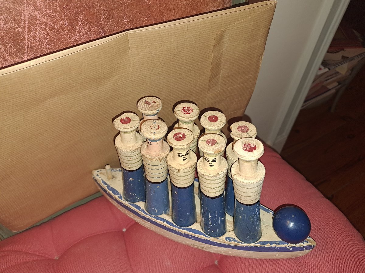 Jeu de quilles en bois marins début 20e siècle -photo-2
