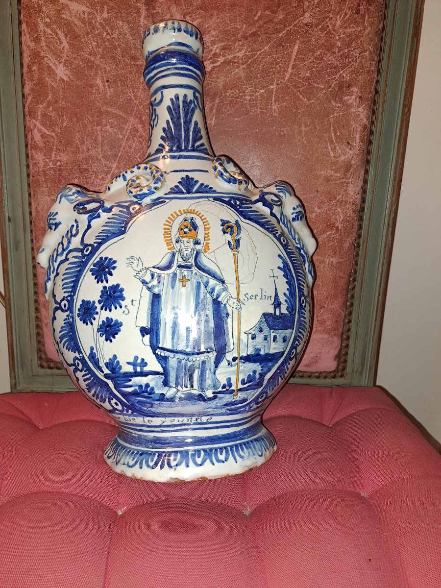 Rare Polychrome Nevers Flask