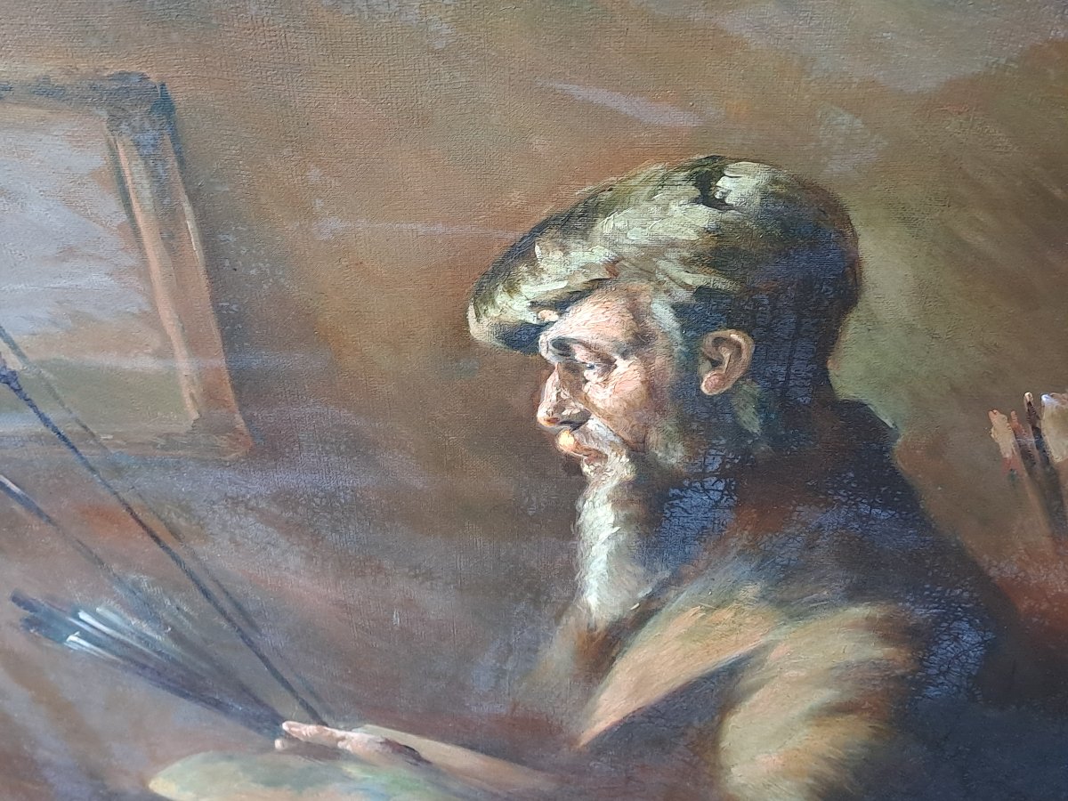 Morel de Tanguy   (1857-1930)autoportrait  signe et daté  -photo-2