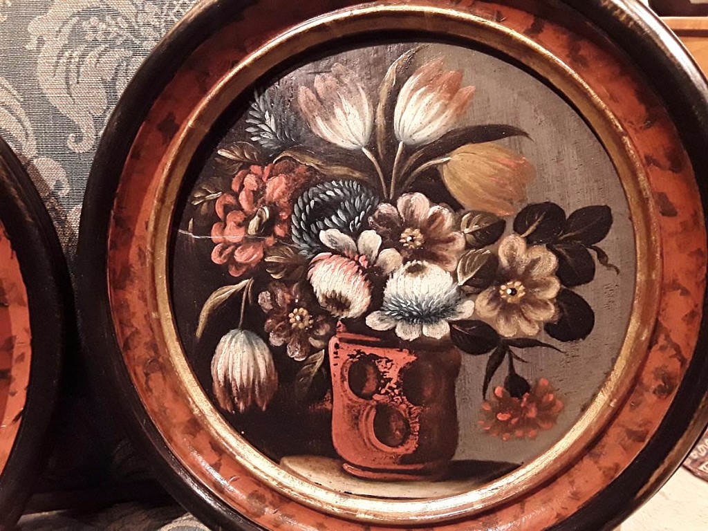 Rare Paire De Tableaux De Fleurs  en tondo époque fin 17e siècle début 18e siecle -photo-3