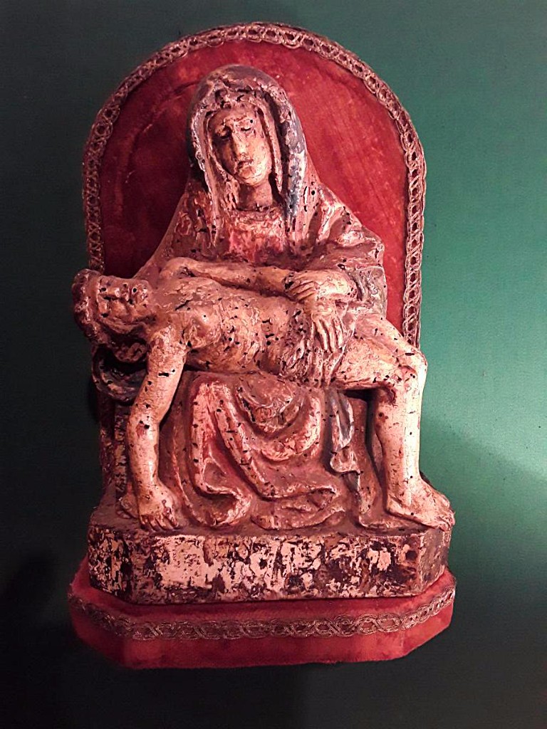 Pieta In Polychrome Wood 15th Century Era Of France?-photo-2