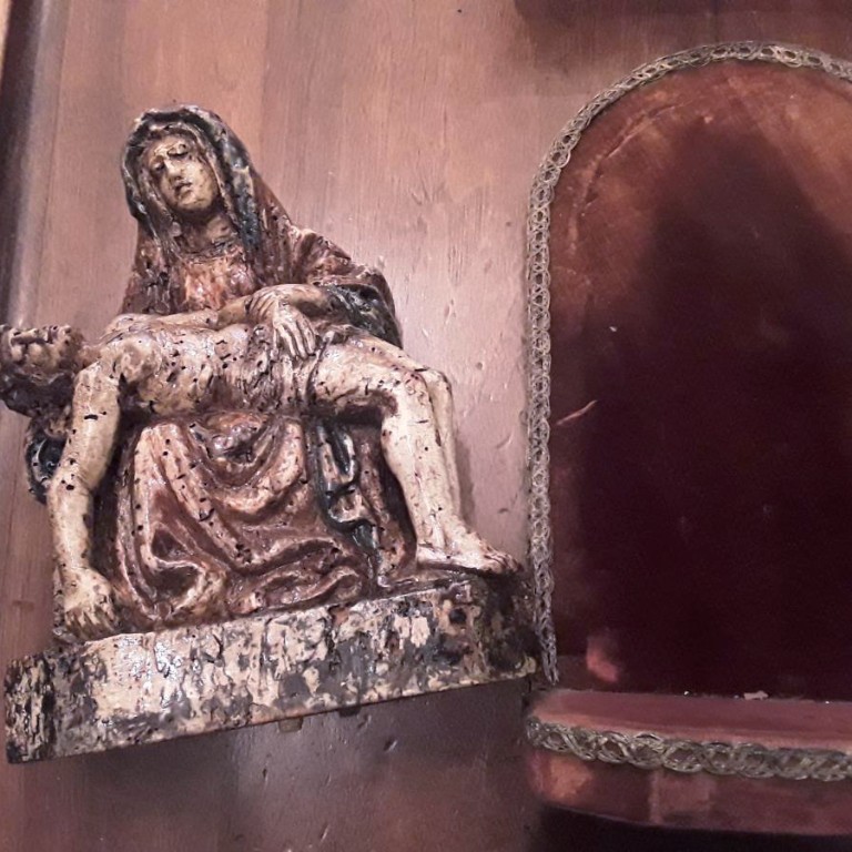 Pieta  en bois polychrome   époque  15e siècle  est de la France?-photo-5