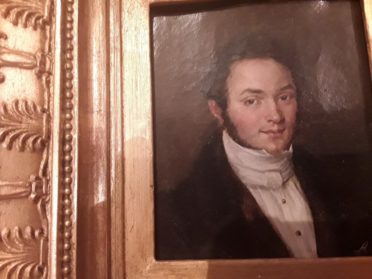 Deveria Achille Portrait Man Oil On Canvas-photo-2