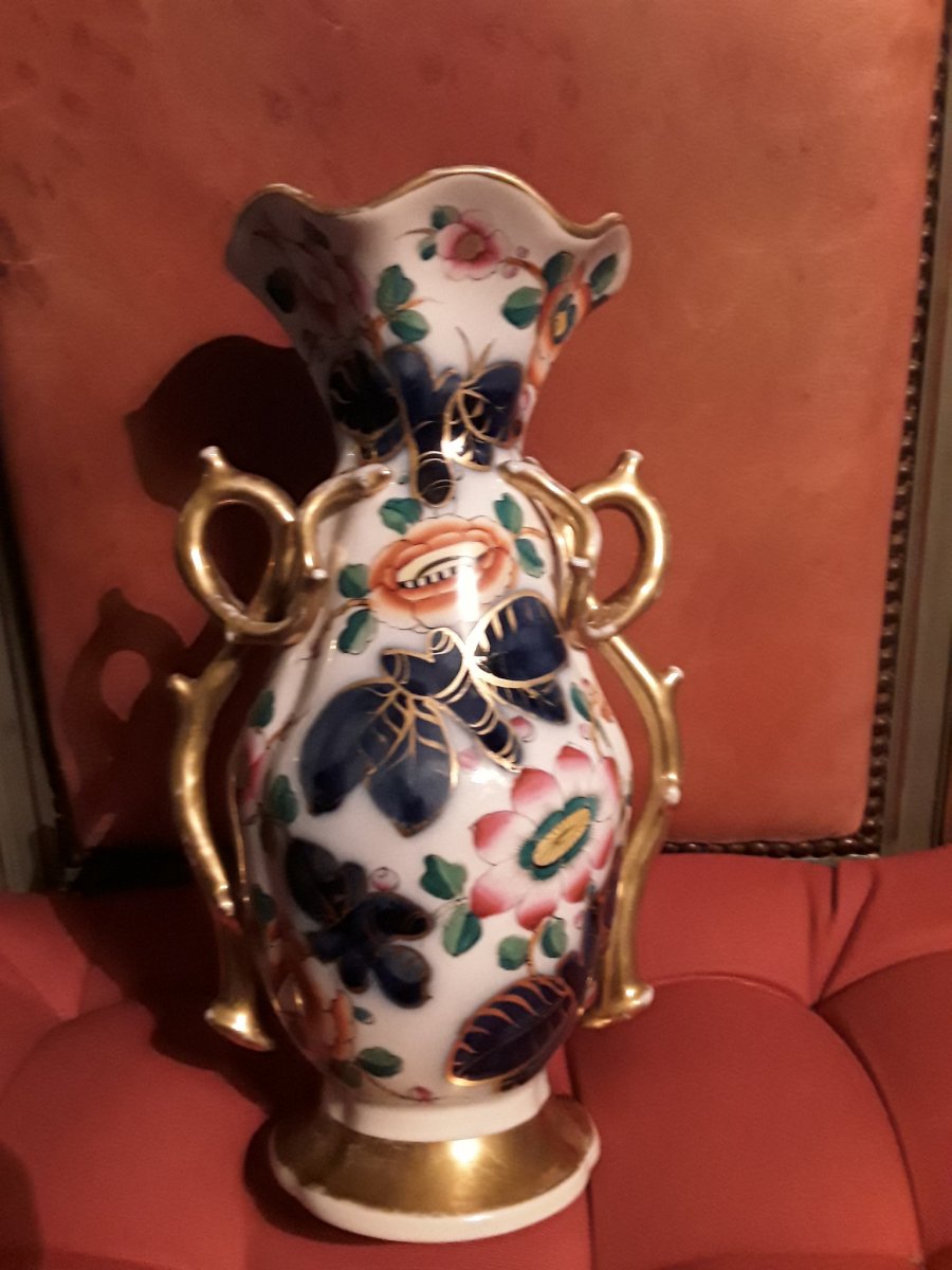 Bayeux Vase En Porcelaine  Décor Au Chinois  Période Gosse 19e Siecle-photo-2