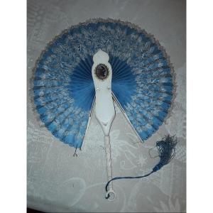 Rare Retractable Sun Fan In Alencon Lace And Ivory Wood 19th Century