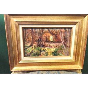 Charreton Victor House Deep In The Woods Oil On Panel Signed 