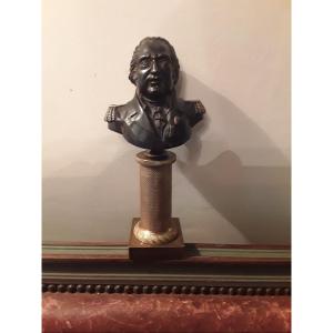 Louis XVIII  Buste En Bronze Socle En Bronze Doré  19e Début Du 19e Siecle