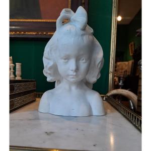 Sèvres buste de fillette signée  Muller époque artnouveau 1906