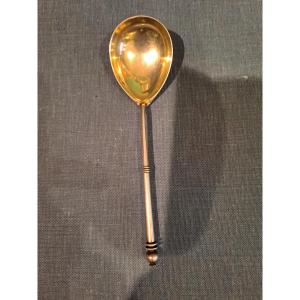 Russia Silver And Gilt Caviar Spoon 19th Century 