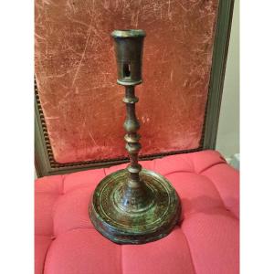 Rare Gothic Period Candlestick With A Beautiful Period Patina 