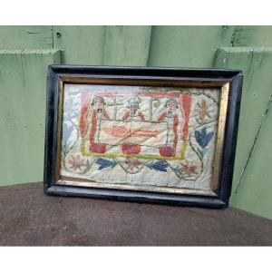 Saint Suaire De Besançon Gouache,silk Threads,gold Threads 17th-18th Century