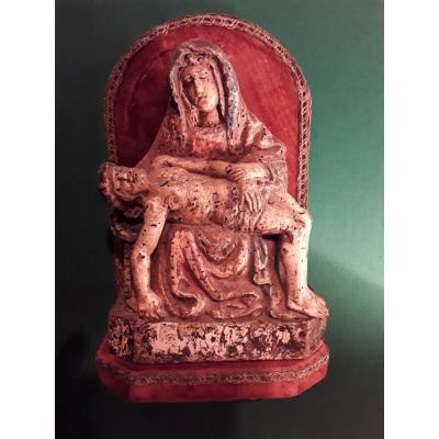 Pieta  en bois polychrome   époque  15e siècle  est de la France?